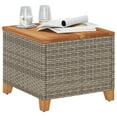 thumbnail image 2 of vidaXL Garden Table Grey 45x45x37 cm Poly Rattan Acacia Wood, 2 of 5