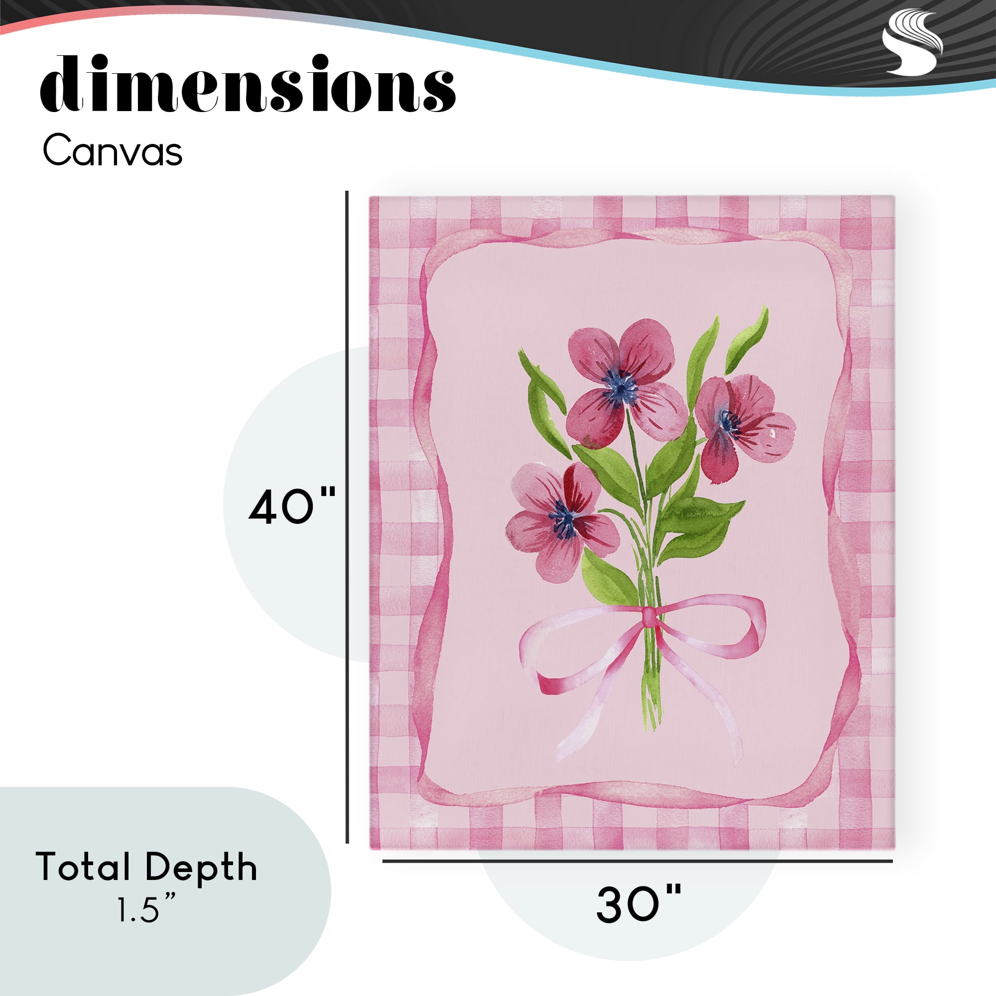 Pink Bordered Flower Bundle Canvas Wall Art, design by Nina Jacobs