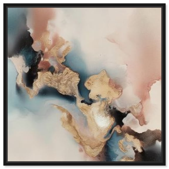 Rose Petals And Blue Sky Melt Canvas Colorful Abstract Wall Art by Art Remedy, Black Frame, 12" x 12"