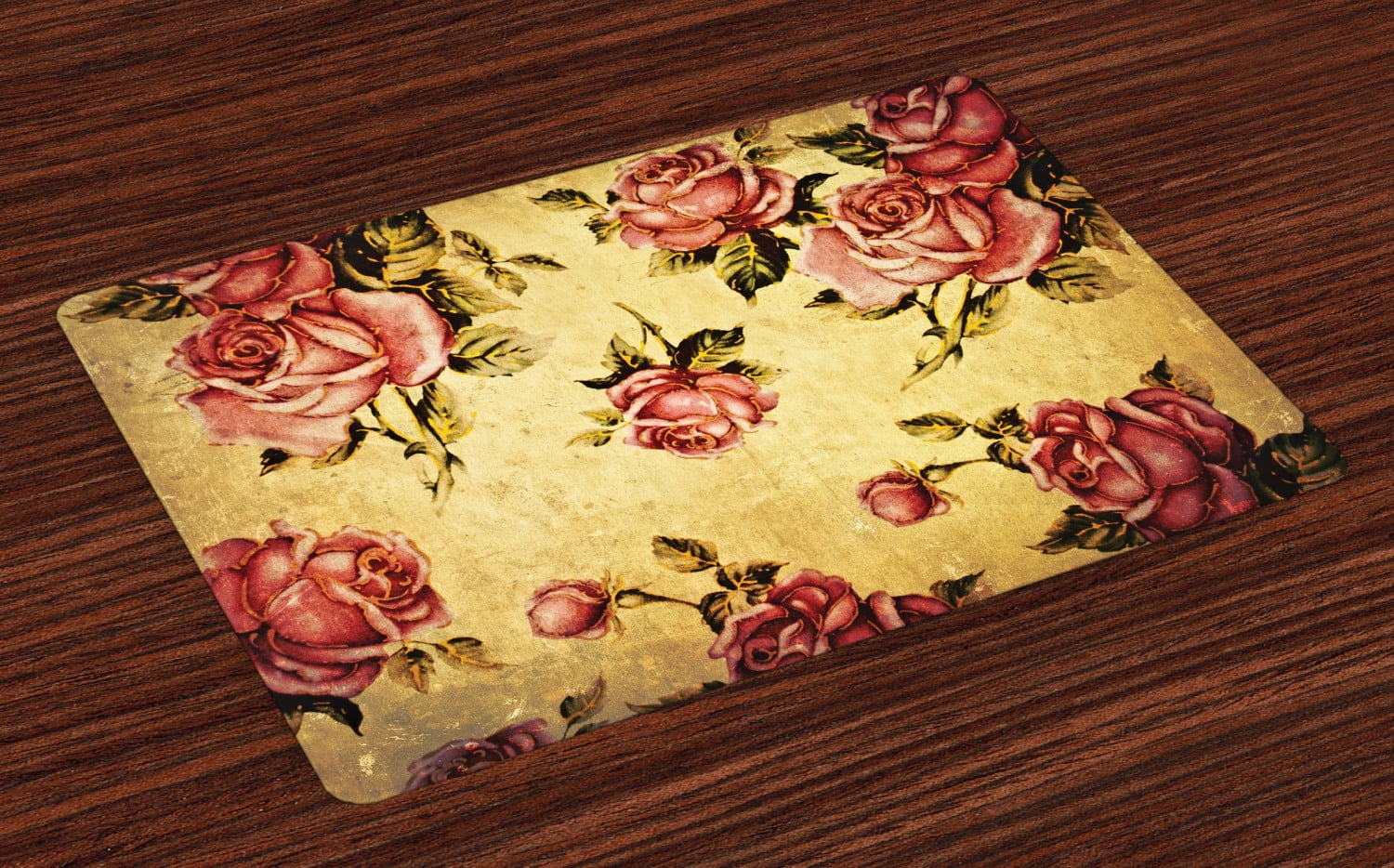 Rose Placemats Set of 4 Old Fashioned Victorian Style Rose Pattern with