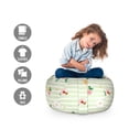 thumbnail image 2 of Flowers Insects Storage Toy Bag Chair, Charming Roses Chamomiles Bees on a Striped Background, Stuffed Animal Organizer Washable Bag, Small Size, Pastel Green Multicolor, by Ambesonne, 2 of 3