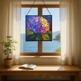 thumbnail image 6 of Hydrangea Flower Stained Glass Panel Suncatcher Square Window Hanging, 8 Inch Real Glass Decorative Art Sun Catcher for Home, Gift, and Garden Decor 78OR14, 6 of 6