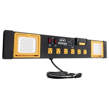 Exlonjet W2279 Grade Power Station with 6 Outlets, 2 USB Ports, Built-In Cradle, and LED Lights, Ideal for Workshops and Garages