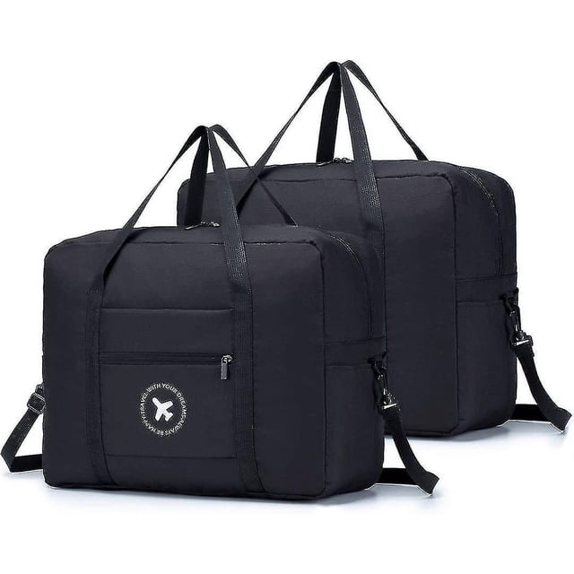 2x Bolsa de viaje 45x36x20, bolso de hombro plegable para gimnasio, bolso deportivo, maleta de viaje de mano 40 l, color negro
