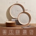 thumbnail image 3 of Famiware 12-Piece Stoneware Dinnerware Set, Microwave & Dishwasher Safe - Service for 4, Cream & Cocoa, 3 of 8