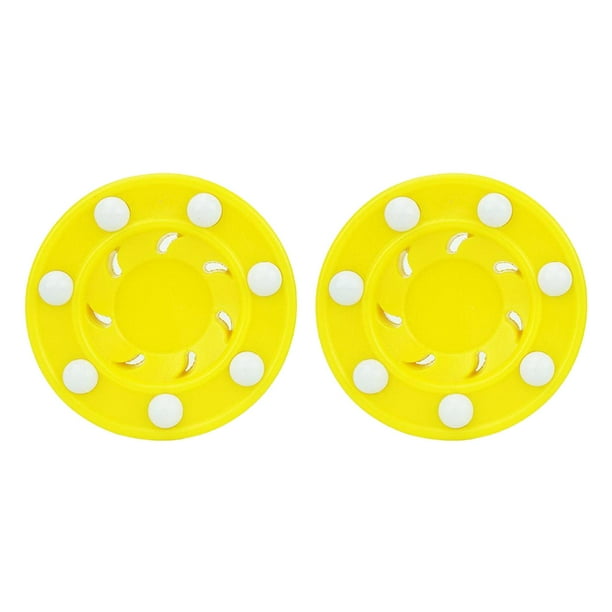 2 Discos de Hockey para Juego, 120 g, para Práctica y Entrenamiento Clásico. Diámetro: 3", Grosor: 1". amarillo