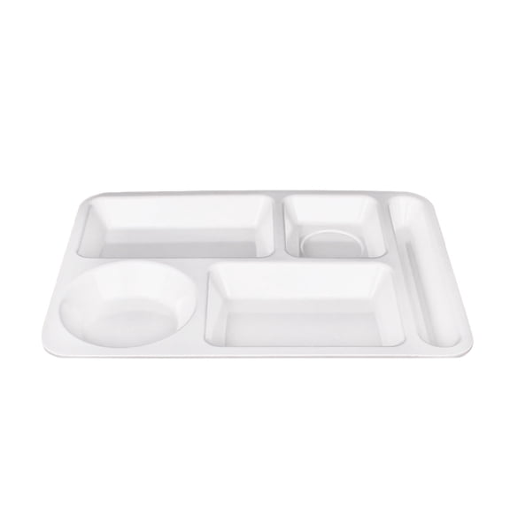 Commercial Grade Heat Imitation Porcelain Fast Food Trays for School and Unit Canteens Compartment Tableware Design