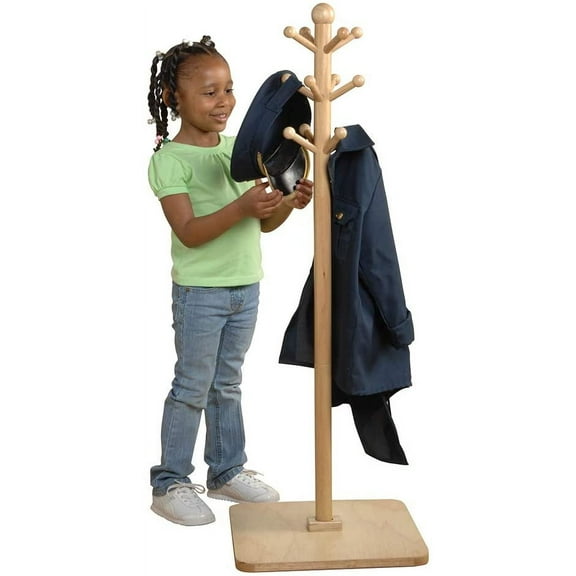Constructive Playthings - MTC-311 E-Z Reach Wooden Classroom Clothes Tree Hanger for Kids