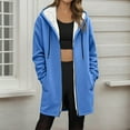 thumbnail image 2 of Winter Coats for Women Oversized Sherpa Lined Warm Long Zip Up Hoodies Casual Loose Cozy Solid Thick Fleece Jacket Blue XL, 2 of 6