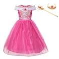 thumbnail image 3 of Disney Frozen Elsa Anna Costume Aurora Belle Snow White Princess Dress Girls Kids Cosplay Rapunzel Mermaid Ariel Party Clothes, 3 of 5