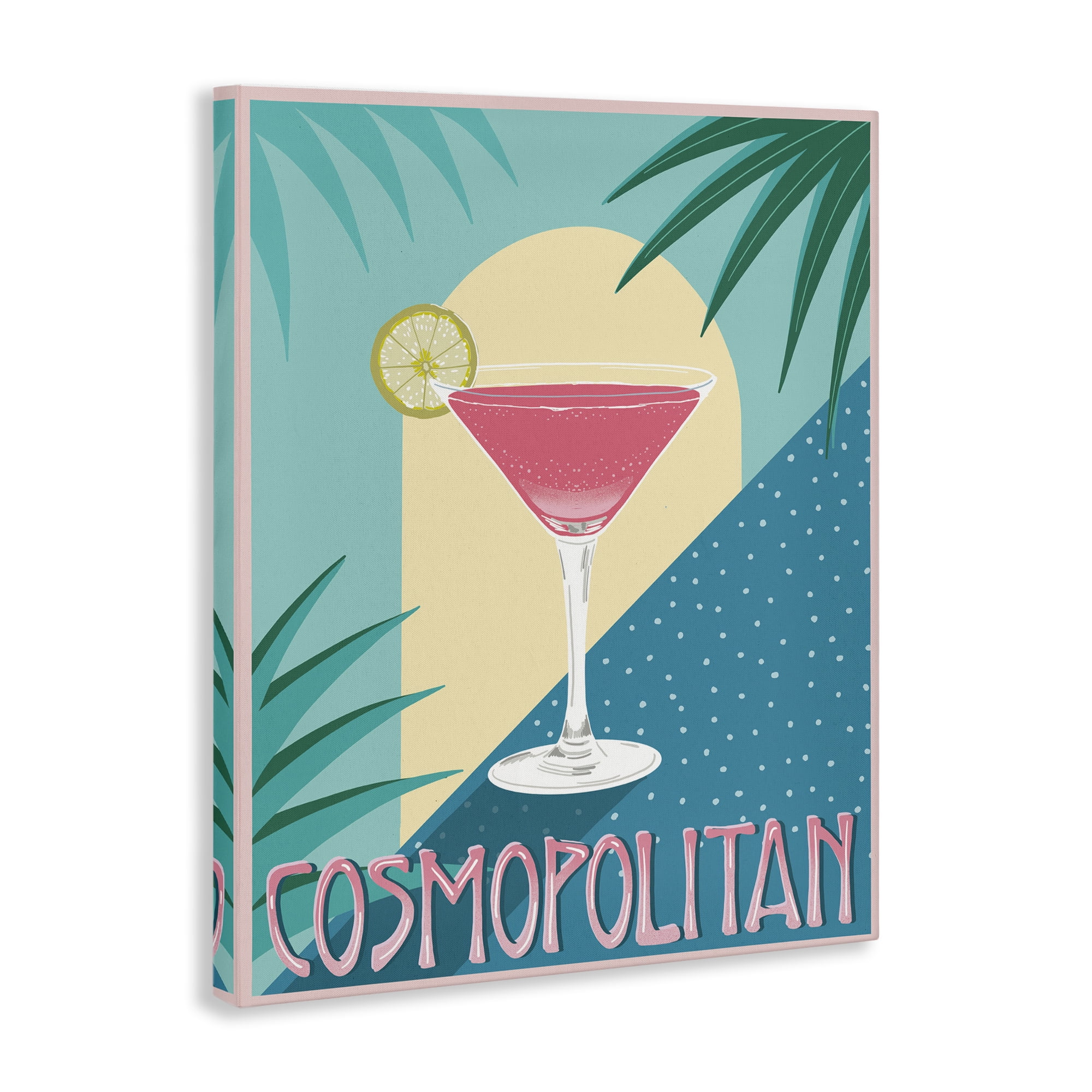 Stupell Industries Cosmopolitan & Palm Leaves Food & Beverage Painting Wrapped Canvas Art Print Wall Art, 16 x 20