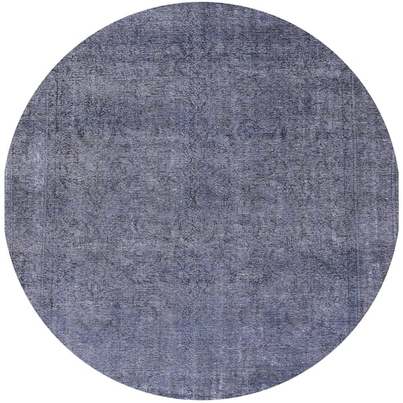 Ahgly Company Machine Washable Indoor Round Industrial Modern Purple Navy Blue Area Rugs, 8' Round
