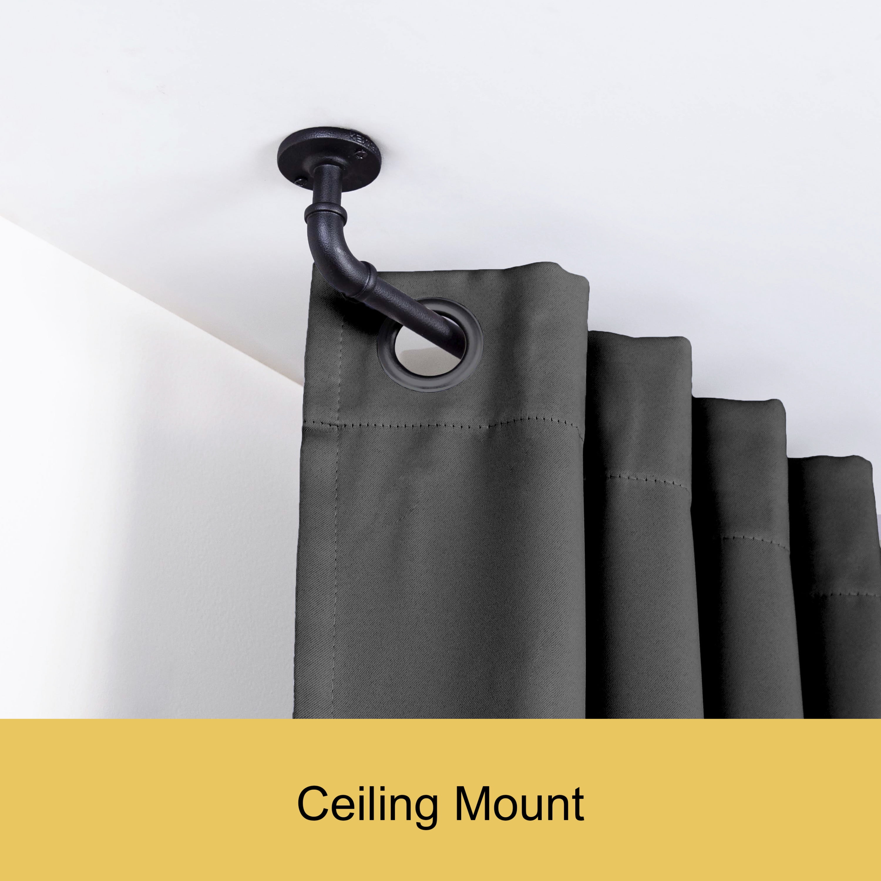 Kenney® Adler 5/8" Indoor/Outdoor Rust-Resistant Wrap Around Curtain Rod, 28-48", Black