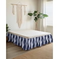 thumbnail image 2 of Navy Blue Wrap Around Bed Skirts for California King Bed 18" Drop,Bed Skirt with Adjustable Elastic Belt Dust Ruffle Bed Valance for Bedroom Modern Moire Abstract Ripple Geometric Bed Frame Cover, 2 of 7