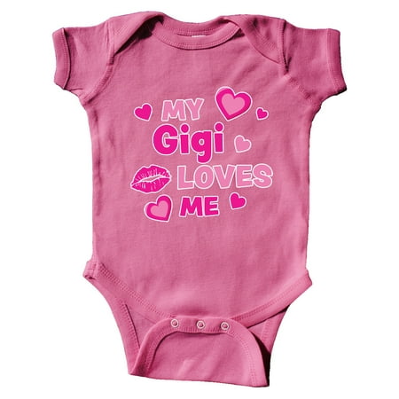 

Inktastic Valentine s Day My Gigi Loves Me Hearts and Lips Gift Baby Boy or Baby Girl Bodysuit