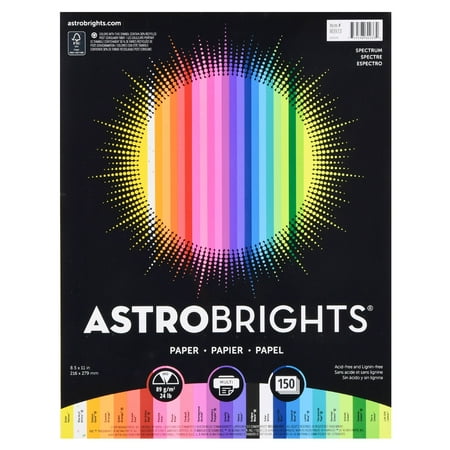 Astrobrights Color Paper, 8.5 x 11, 24 lb, Spectrum Assort., 150
