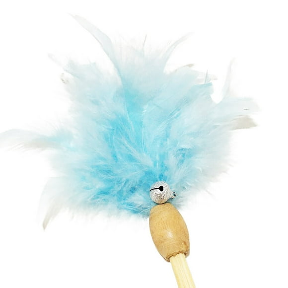 Cat Wand Toy Interactive Faux Feather Cat Teaser Wand Kitten Toy for Indoor Cats