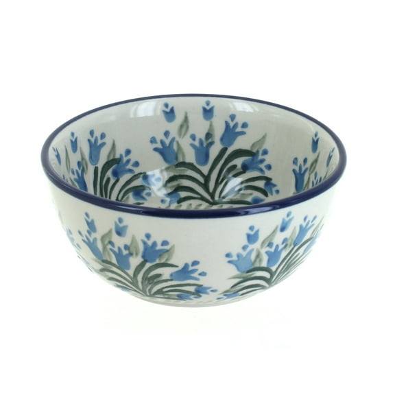 Blue Rose Polish Pottery Tulip Bouquet Dessert Bowl