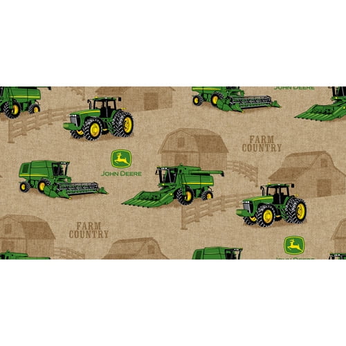 John Deere Cotton Tractor Scenic Fabric, per Yard