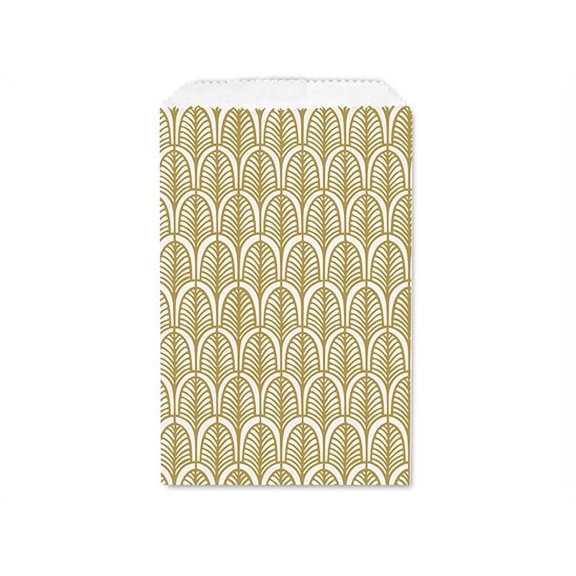 100 Pack, Nouveau Gold Paper Merchandise Bags, 6.25X9.25" for Food Packaging, Made in USA