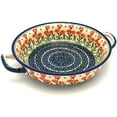thumbnail image 1 of Polish Pottery Baker - Round with Handles - 8" - Peach Spring Daisy, 1 of 4