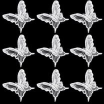30PCS White Butterfly Lace Applique Embroidered Butterflies with Pearl Decorative Sew on Repair Patch Polyester Appliques for Sewing Making Clothes Hair Brides Dress DIY Craft Supply