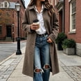 thumbnail image 2 of Vivianyo HD Women's Collared Plaid Wool Blend Jacket, Long Sleeve Button Down Long Coat, Sizes S-2XL, 2 of 6