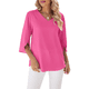 thumbnail image 2 of Blusas Elegantes e Informales para Mujer, de 1/2, para Trabajo, Oficina, de , con Cuello en V, Color Rosa y Rojo, Talla XXL, 2 of 9