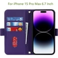 thumbnail image 6 of Crossbody Wallet for iPhone 15 Pro Max Case with Adjustable Lanyard Strap Credit Card Holder 6.7",PU Leather Handbag Purse Kickstand Make Up Mirror Cover Case for Men Women Girl,Purple, 6 of 14