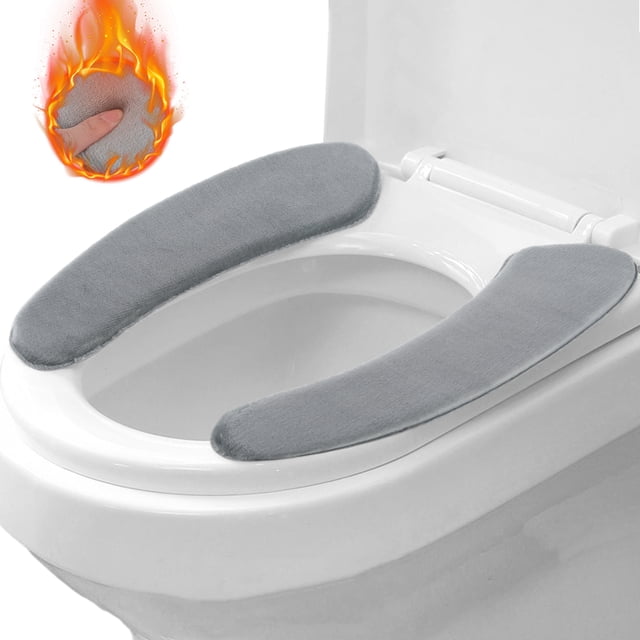 Becaristey 2x Gray Toilet Seat Cozy With Soft And Comfortable Flannel Cover Easy To Install And Disassemble