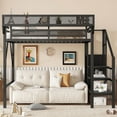 thumbnail image 7 of Mirightone Twin Size Loft Bed with Stairs and Storage, Metal Loft Bed Frame with A Shelf and Large Under-Bed Space, Heavy-Duty Loft Beds for Boys Girls Teens, Black, 7 of 7