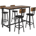 thumbnail image 3 of Paproos Bar Table Set of 5, 5 Piece Counter Height Dining Table and Upholstery Chais Set for Kitchen Patio Breakfast Nook, Dining Room Pub Bistro Table and Bar Stools with Backrest Set, Rustic Brown, 3 of 12