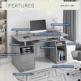 thumbnail image 4 of Techni Mobili Engineered Wood 2-Drawers Computer Desk with Keyboard Tray in Gray, 4 of 16