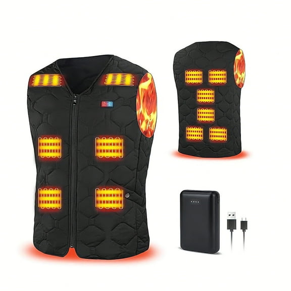 Ortizan Unisex Heated Vest with 10000mAh Rechargeable Battery (USB-C) Lightweight electric heating vest for winter outdoor activities like hunting, skiing, hiking, or as a gift. Size L