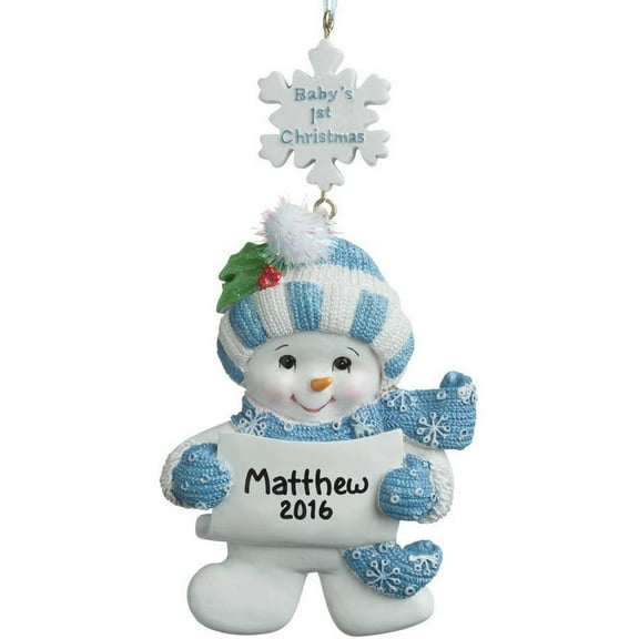 Baby's 1st Christmas Personalized Christmas Ornament, Boy Snowman