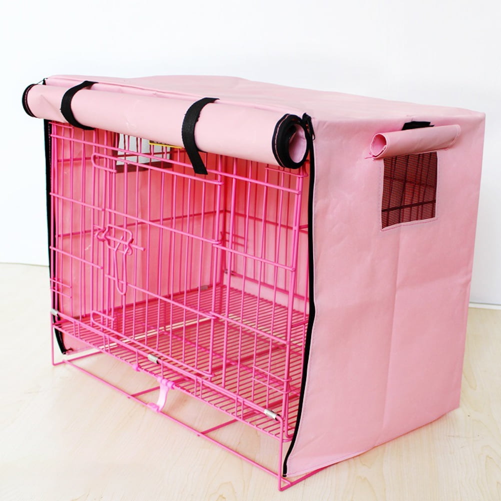 Estink Pet Cages Cover Windproof Pet Cat Dog Crate Cover Breathable Waterproof Four Seasons Cages Cover Pink