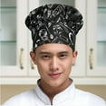 thumbnail image 5 of Unisex Hat Black Professional Elastic Women Men Pleated Work Cap Kitchen Cooking Baker Chef Hat, 5 of 5
