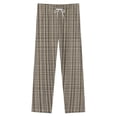 thumbnail image 4 of Brown Beige Subtle Plaid Fabric Winter Female Pants Flannel High Waist Women Pants Lady Warm Straight Leg Plush Trousers, 4 of 7