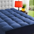 thumbnail image 1 of ELEMUSE King Navy Blue Cooling Mattress Topper for back pain, Extra Thick Mattress pad Cover, Plush Soft Pillowtop with Elastic Deep Pocket, Overfilled down alternative filling, 1 of 8