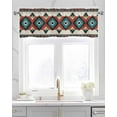 thumbnail image 2 of Aztec Vintage Kitchen Valances for Windows Farmhouse Linen Window Valance Curtain for Living Room Window Treatment Boho Geometric Red Modern Abstract Valance Rod Pocket Topper Drape, 42 x 18 Inch, 2 of 6