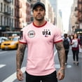 thumbnail image 5 of 250 Anniversary USA Shirt Mens Crewneck Pullover Tops Men's Tshirts Shirts Short Sleeve T Shirts America Crew Neck Tee USA 250th Anniversary Mens Tops Pink XXXXL, 5 of 5