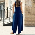 thumbnail image 6 of XIAfhje Jumpsuits For Women Casual Summer Rompers Sleeveless V Neck Jumpsuits Loose Overalls With Pockets Wide Leg Long Pants Overalls, 6 of 8