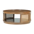 thumbnail image 6 of Harper & Bright Designs Rattan Round Coffee Table with Storage Shelf, Round Cane Wood Center Table for Living Room, 37'' Brown, 6 of 10