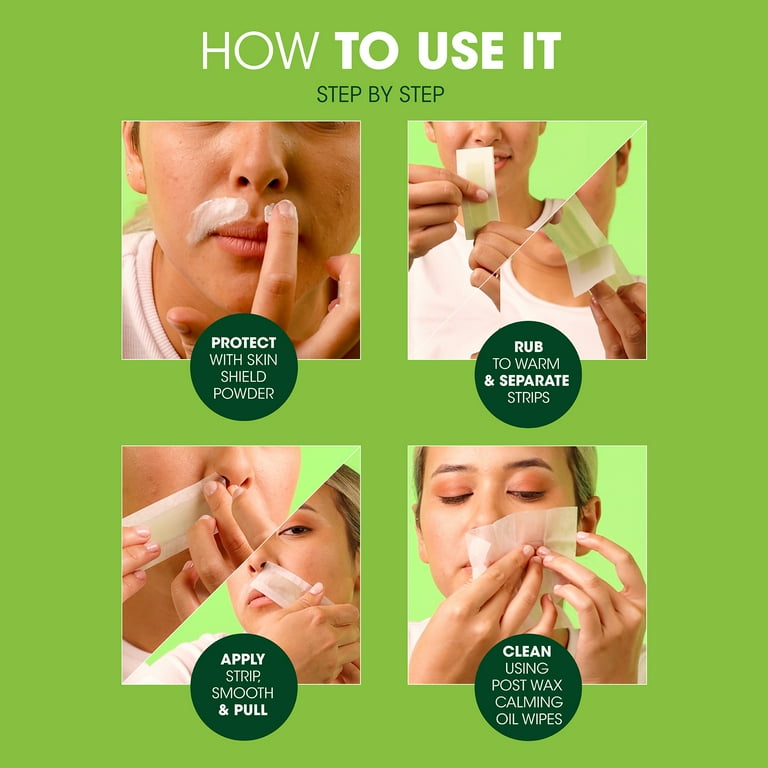 Nad s Facial Wax Strips for Women s Facial Hair Removal With 4 Calming Oil Wipes Skin Protection Powder Walmart
