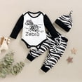 thumbnail image 3 of NZRVAWS Newborn Baby Boys Outfits Zebra Print Long Sleeve Romper Top+Zebra Print Pants+Hat 3Pcs Clothes Set 6-9 Months,White, 3 of 7