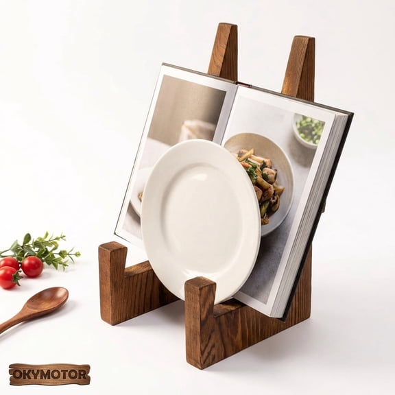 OKYMOTOR Wooden Plate Stand Innovative Detachable Unique Display Stand for Displaying Plaque Pictures Photo Frames Books