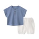 thumbnail image 2 of Conjuntos de blusas y camisas de cuello redondo y manga corta para niño, camiseta informal con capucha de manga corta de color liso, conjunto de algodón para niños, 2 of 9
