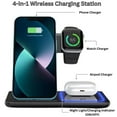 thumbnail image 2 of MAKATA 4-in-1 Wireless Fast-Charging Station (Black) Foldable and Adjustable Stand Compatible with Apple Samsun, Huawei Phones Smart watches and Airpods for Office Home and Travel (Wall Plug Included), 2 of 8