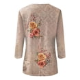 thumbnail image 5 of fartey T-Shirt Tunique à Manches 3/4 pour Femme Grande Taille, Tendance, à Imprimé Floral, Chandail à Enfiler, Hauts Décontractés à Col Rond, T-Shirts Doux et Confortables, Blouses de Plage Mode, Haut, P-4TG, 5 of 5
