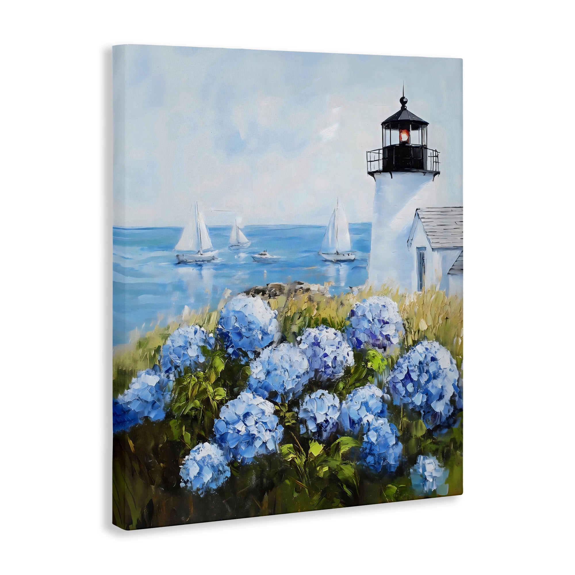 Stupell Industries Lighthouse Surrounded by Hydrangeas Canvas Wall Art, design by Arlington Prints
